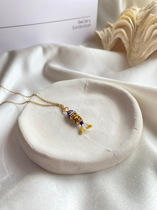 Lune Steel Black Fish Gold Necklace