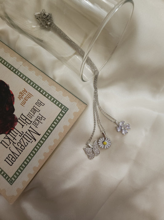 Lune Papatya Silver Çelik Kolye