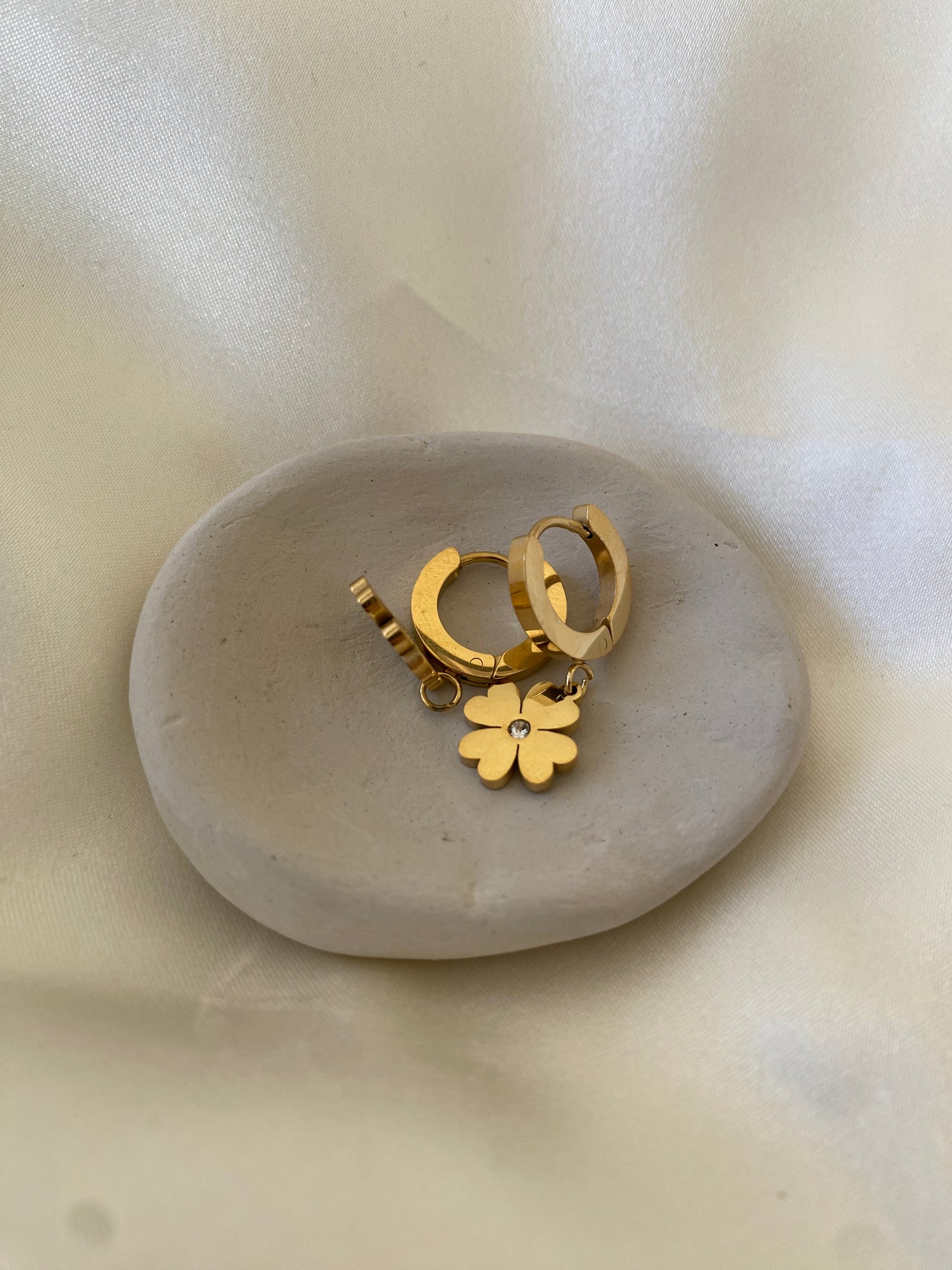 Steel Gold Clover Earrings
