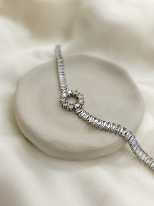 Lune Taşlı Çember Silver Bileklik Çelik