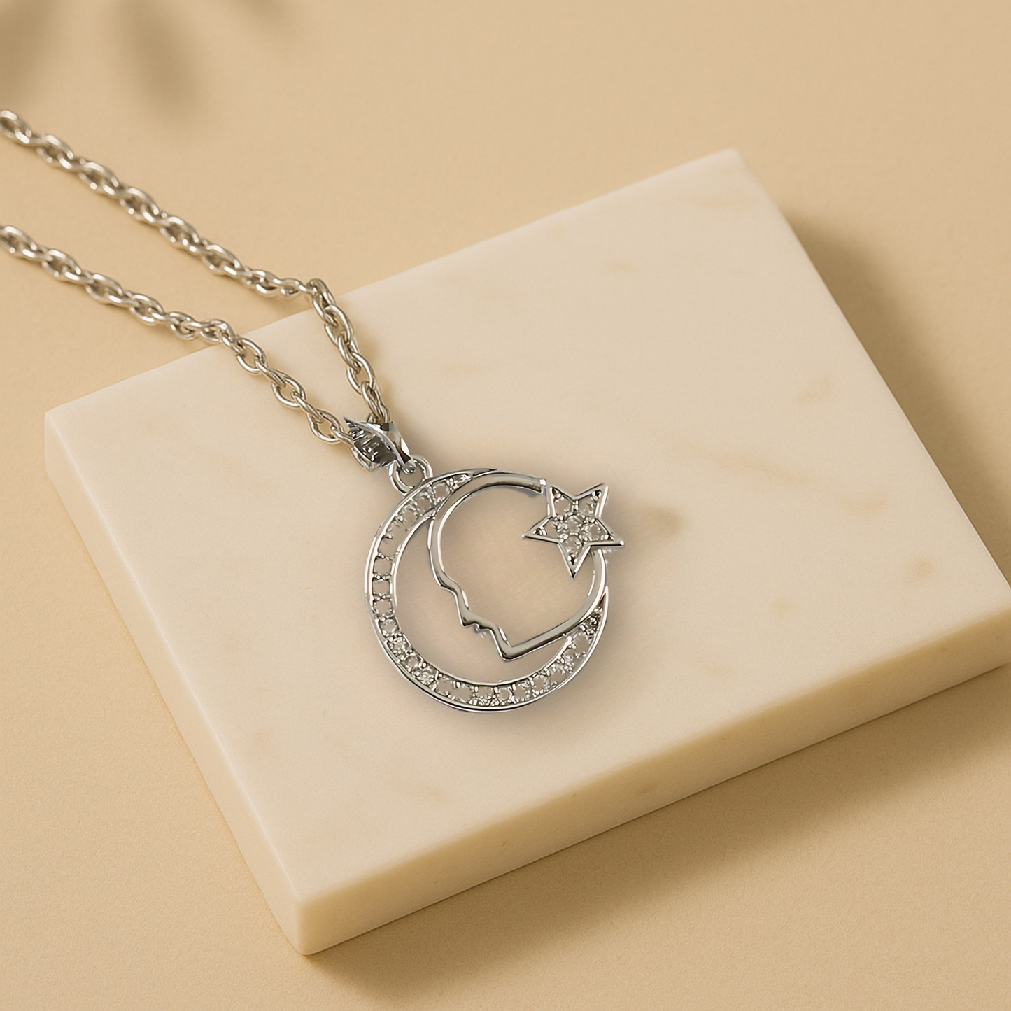 Lune Atatürk & Bayrak Silver Çelik Kolye