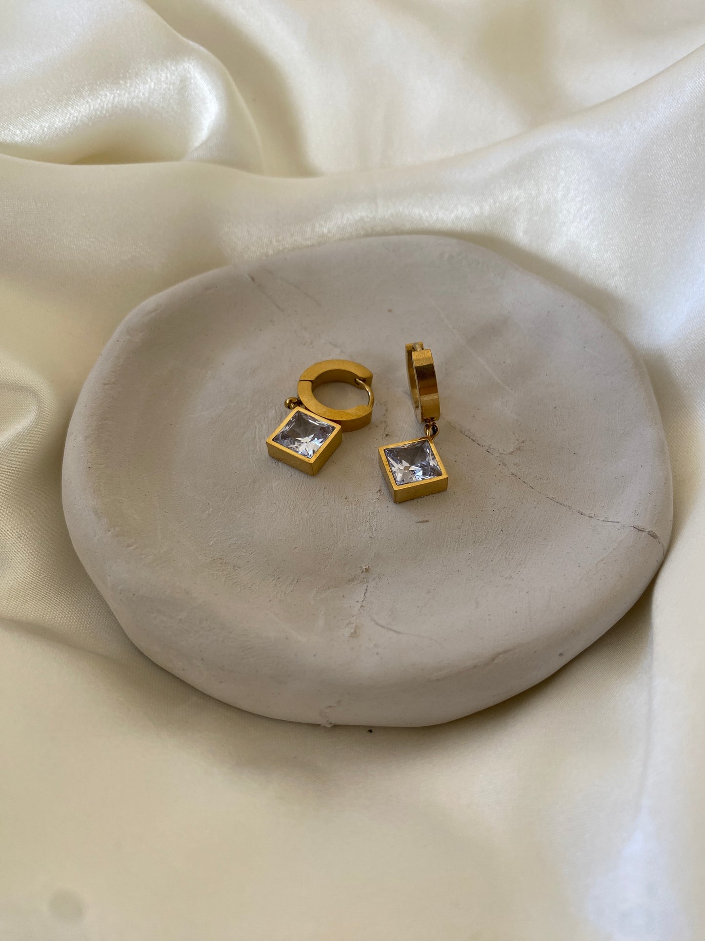 Steel Gold Diamond Earrings