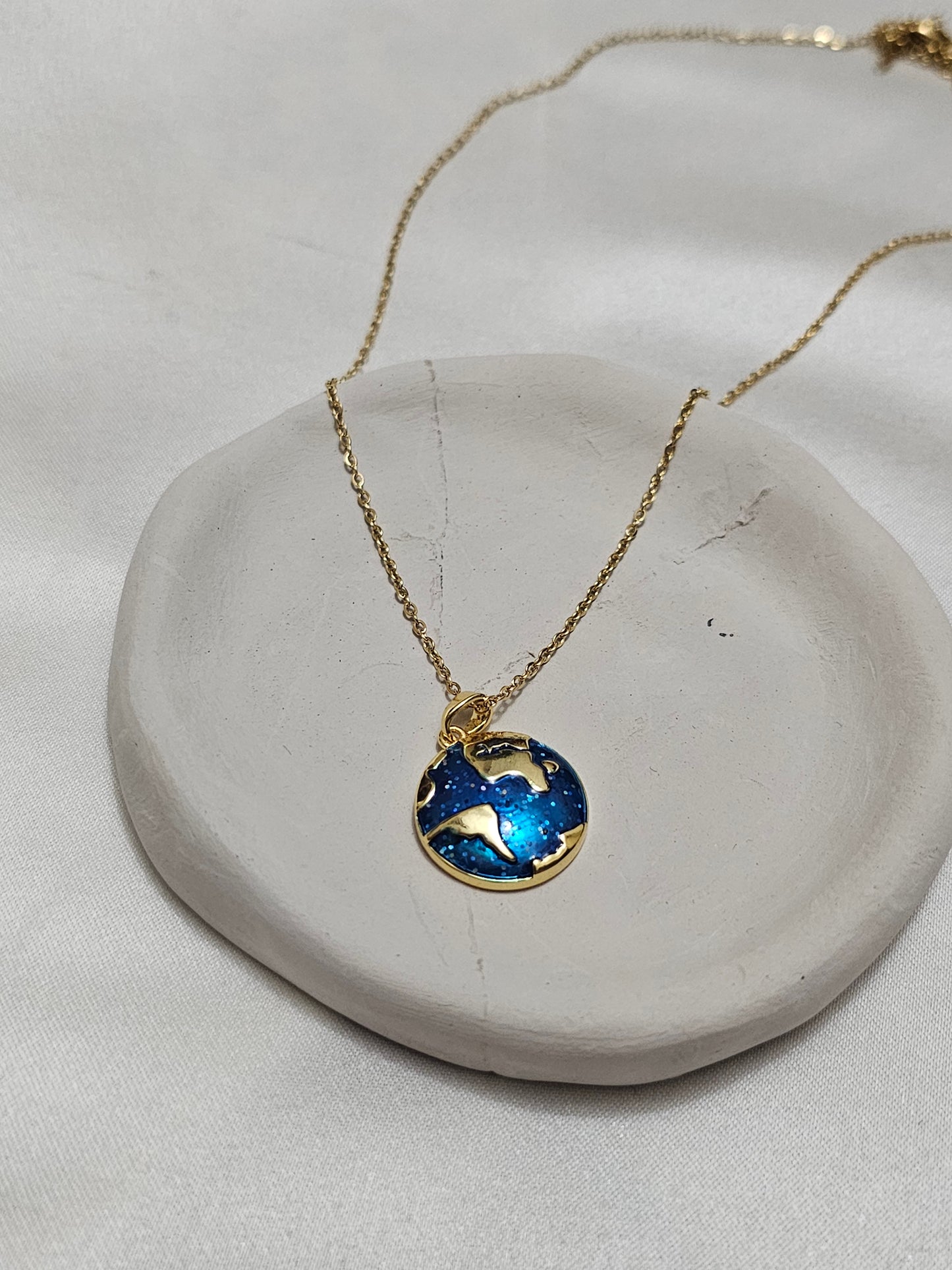 World Gold Steel Necklace