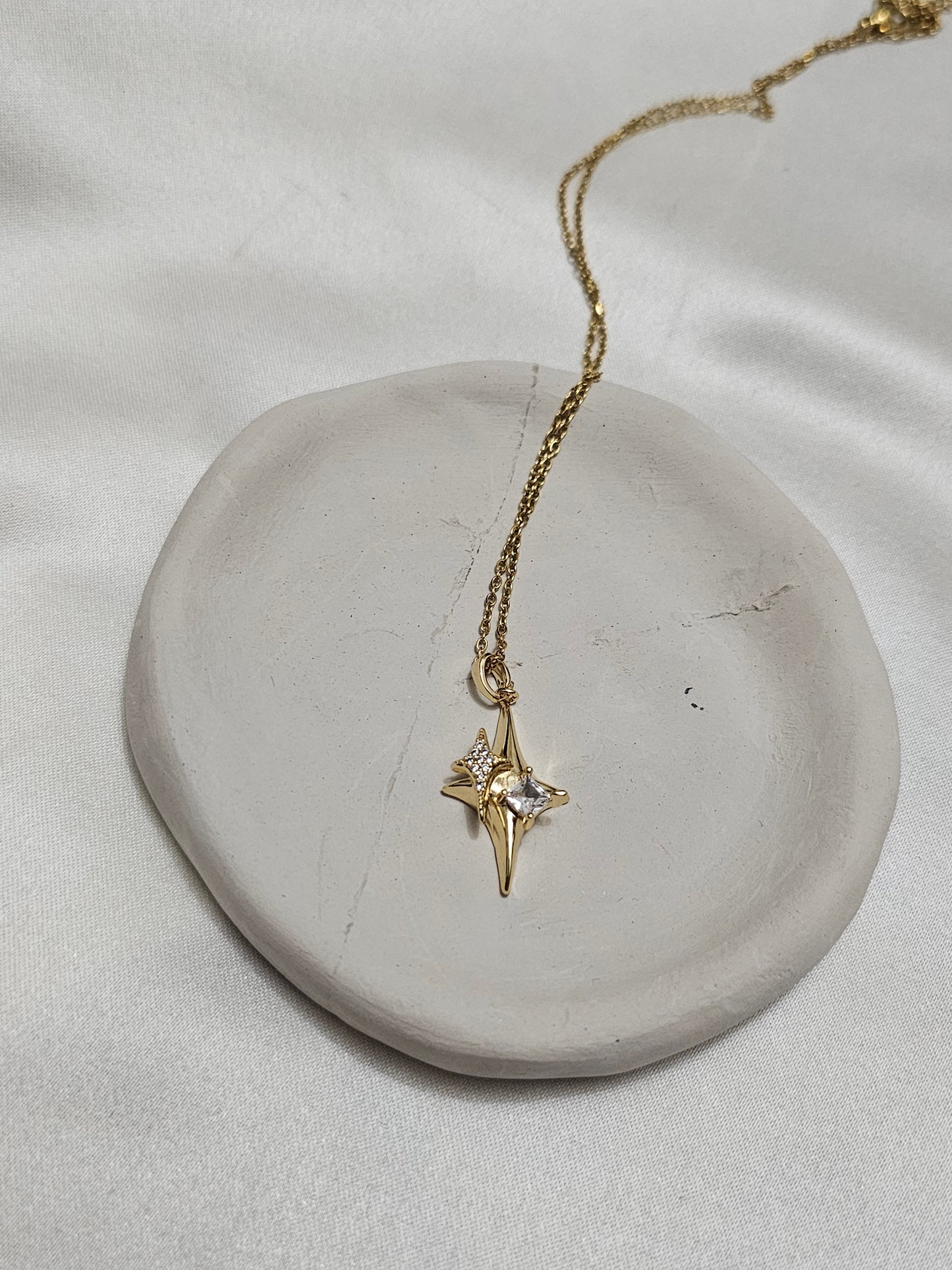North Star Gold Steel Necklace