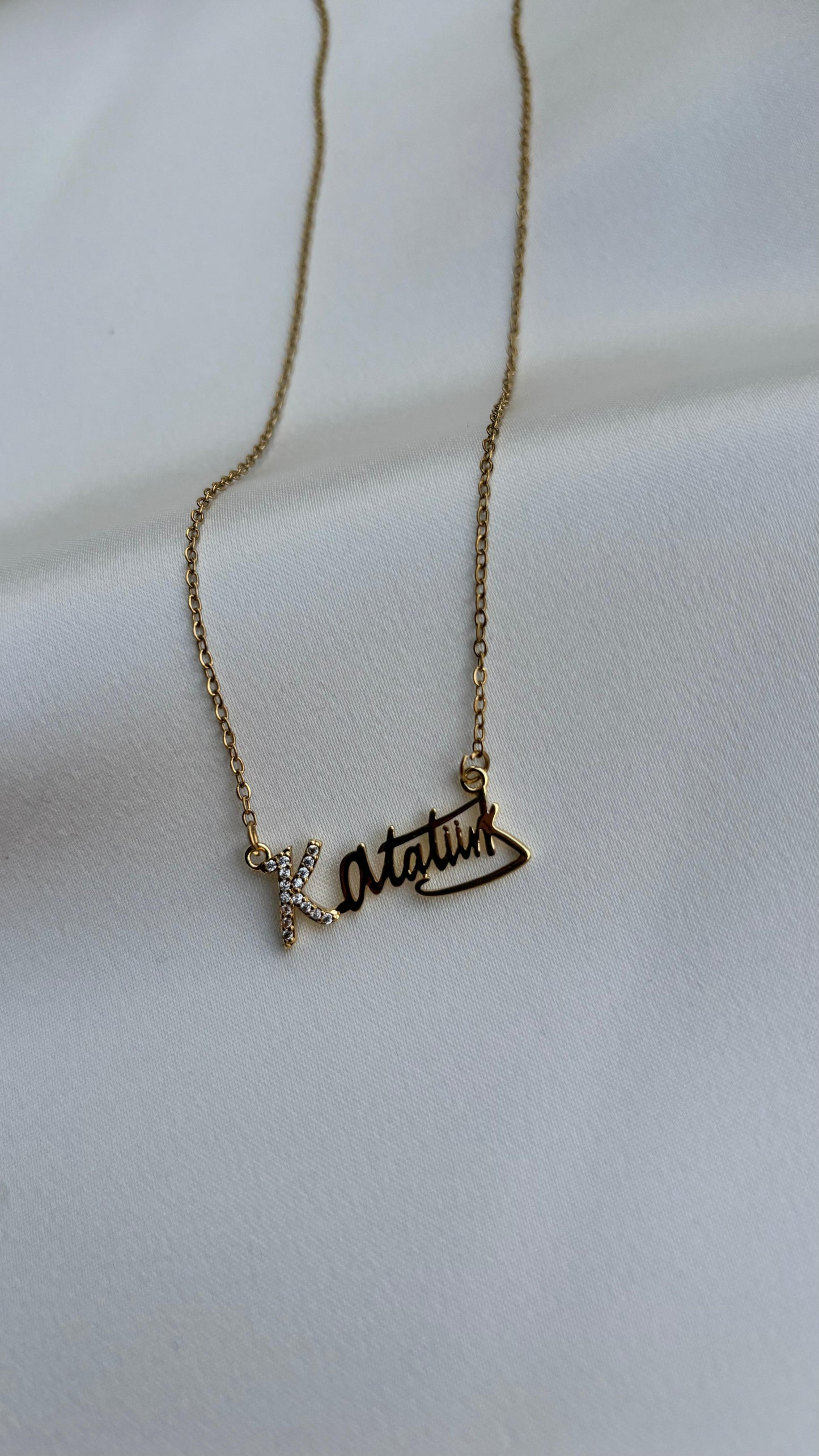 Atatürk Signed Steel Necklace Gold