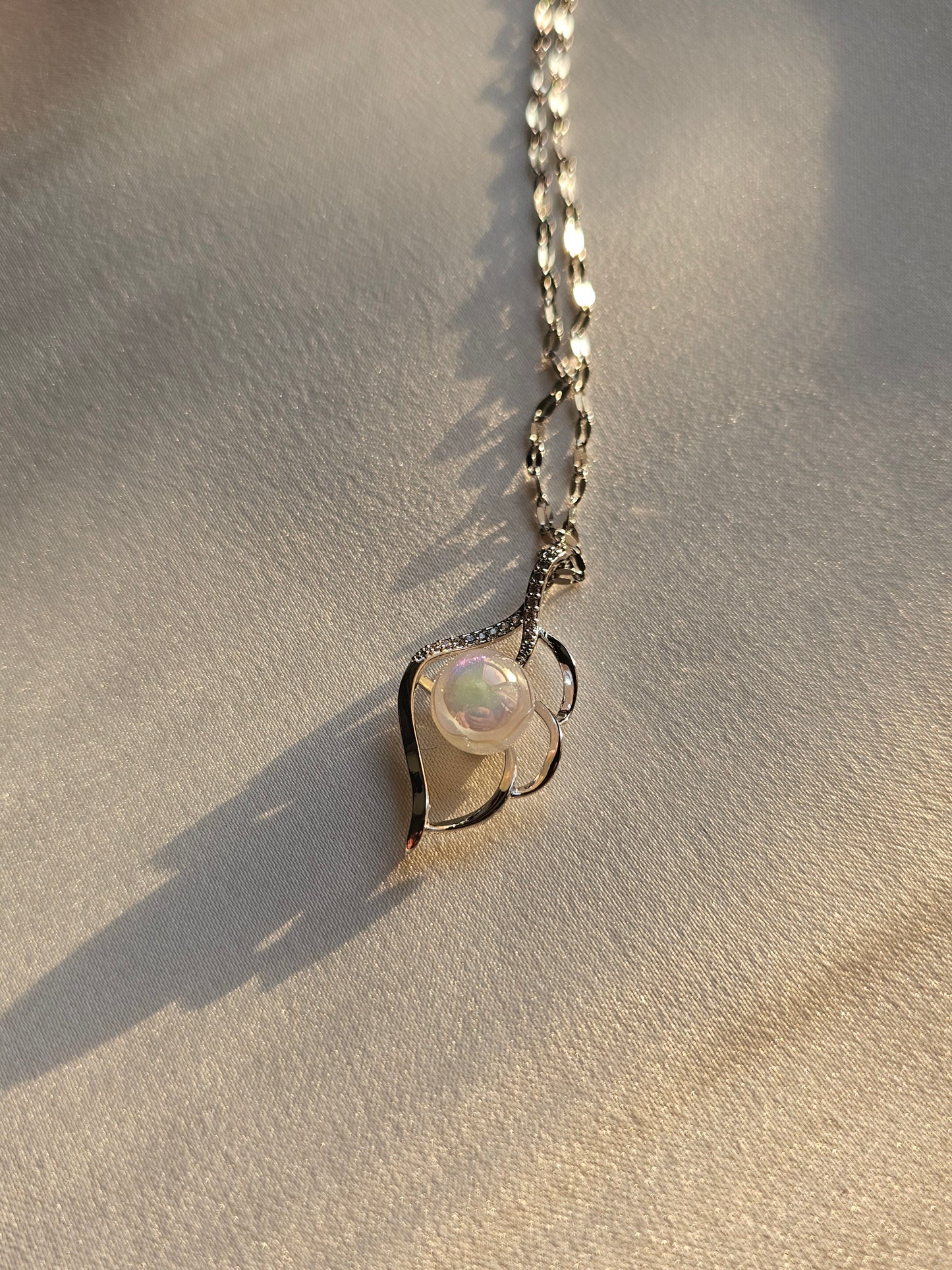 Pearl Beaded Silver Steel Necklace