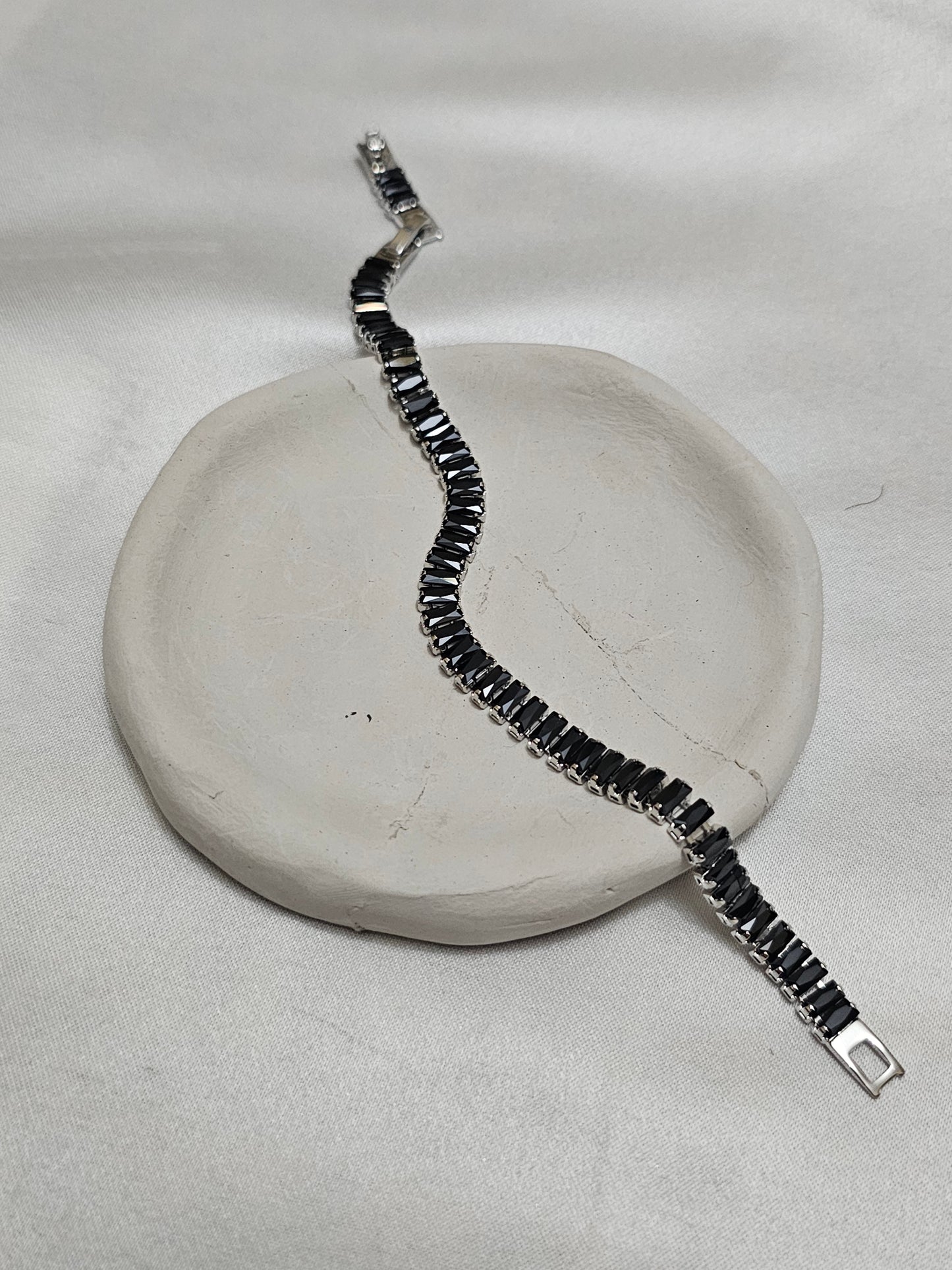 Black Waterway Silver Steel Bracelet