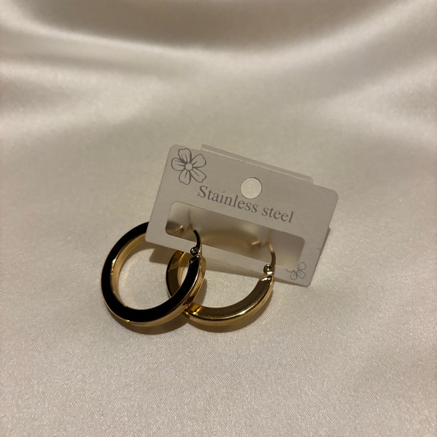 Lune Steel Hoop Gold Earrings