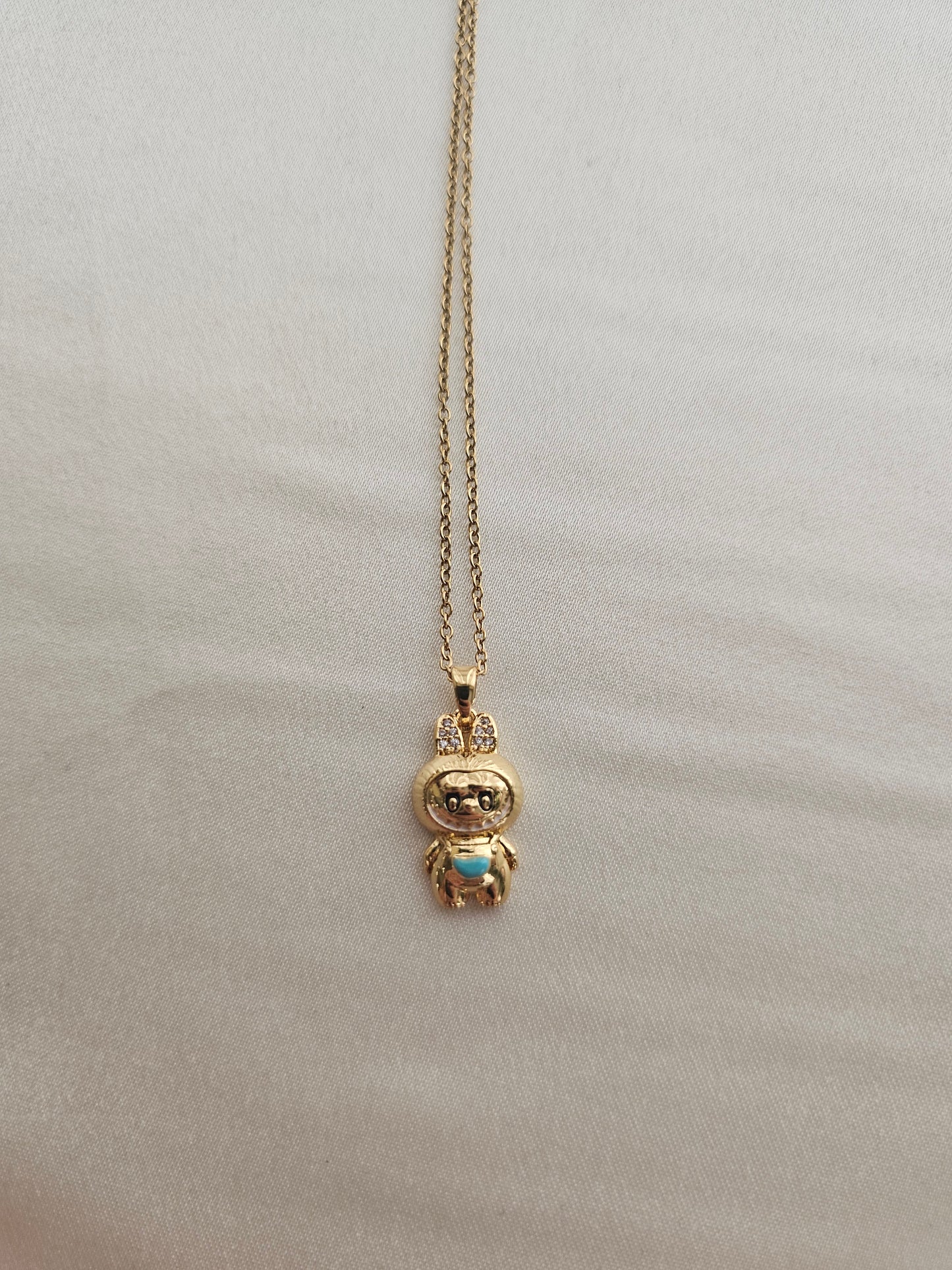 Labubu Blue Gold Steel Necklace