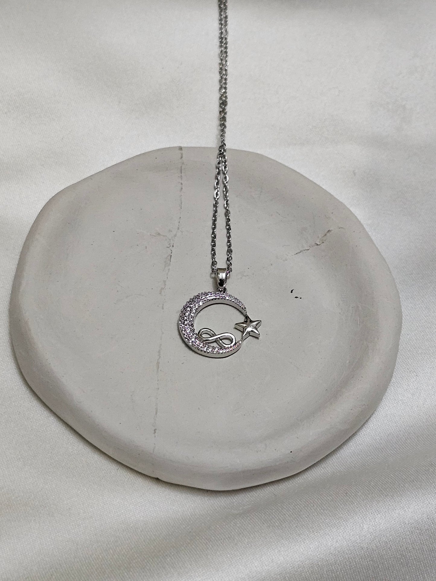 Stone Flag Steel Silver Necklace