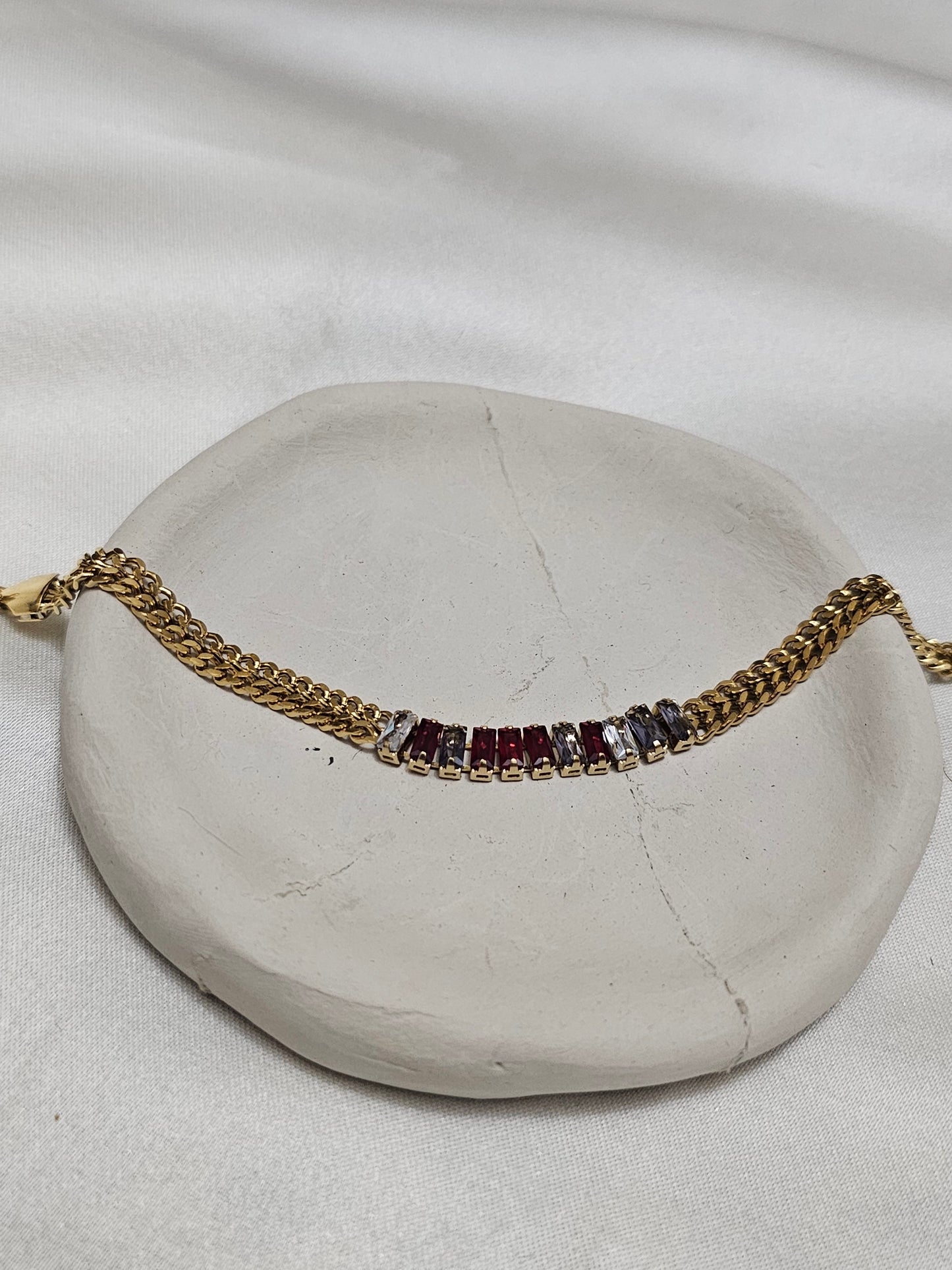 Gold Waterway Stone Bracelet