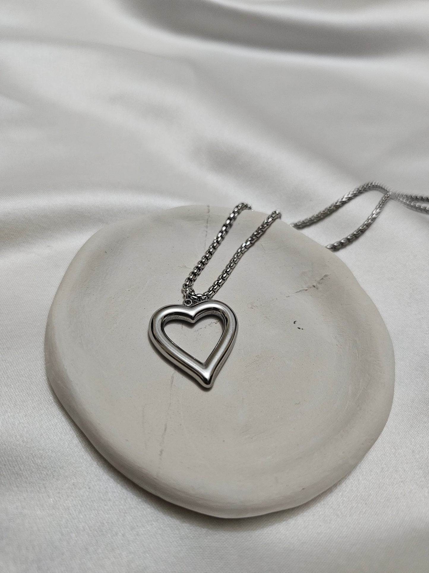 Steel Heart Silver Necklace