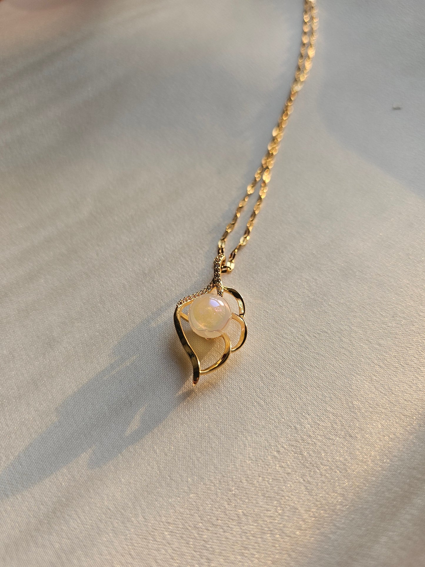 Pearl Beaded Gold Steel Necklace