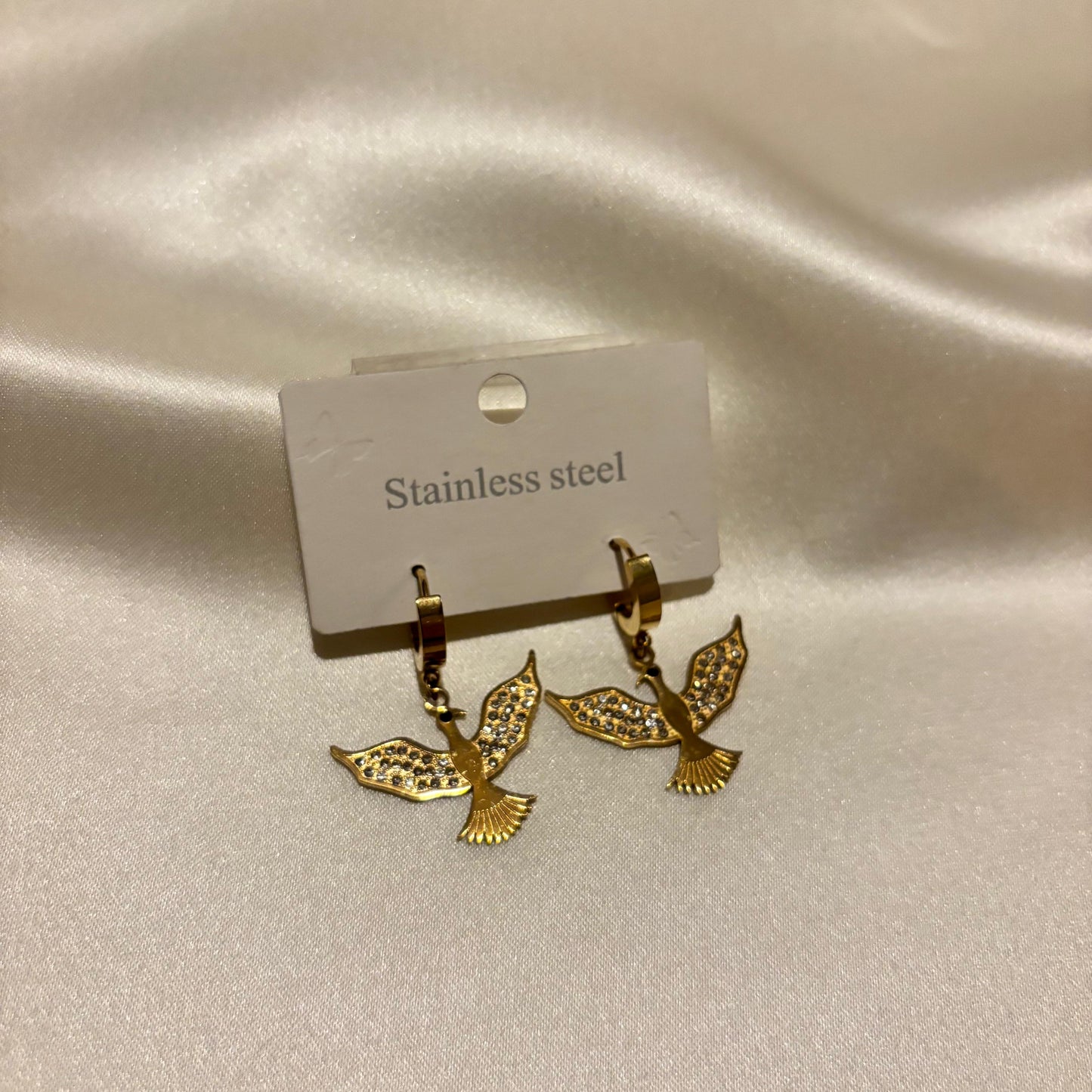 Lune Steel Albatross Gold Earrings