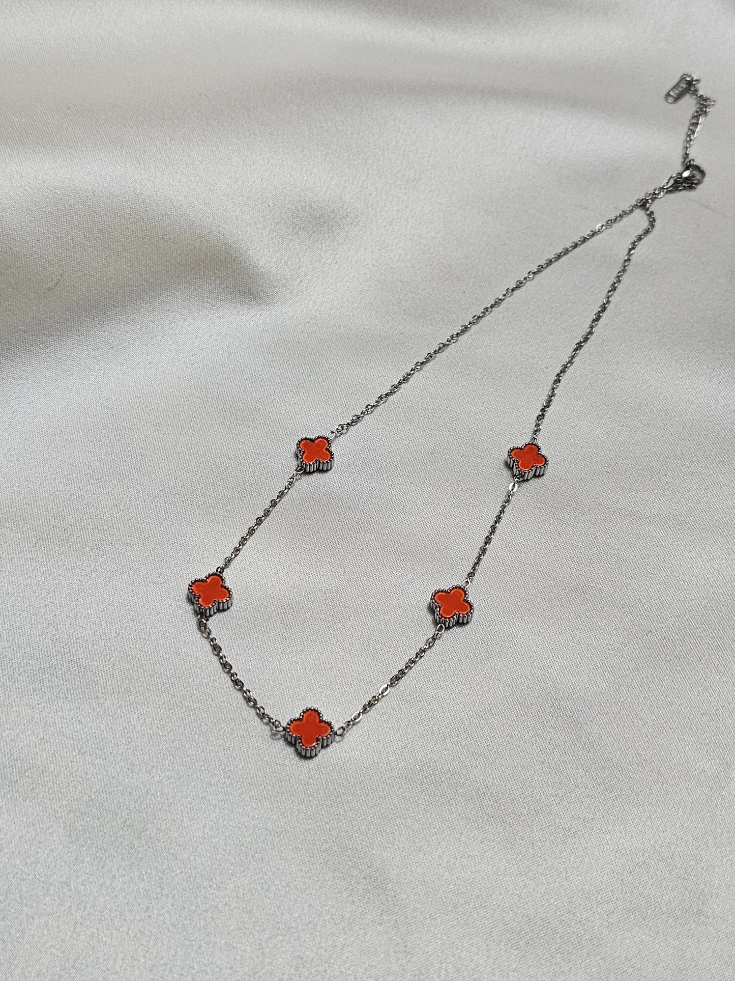 Clover Orange Steel Necklace