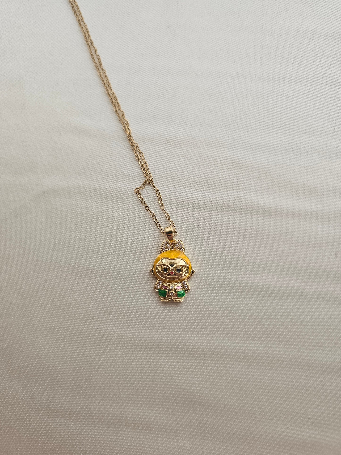 Labubu Orange Green Gold Steel Necklace