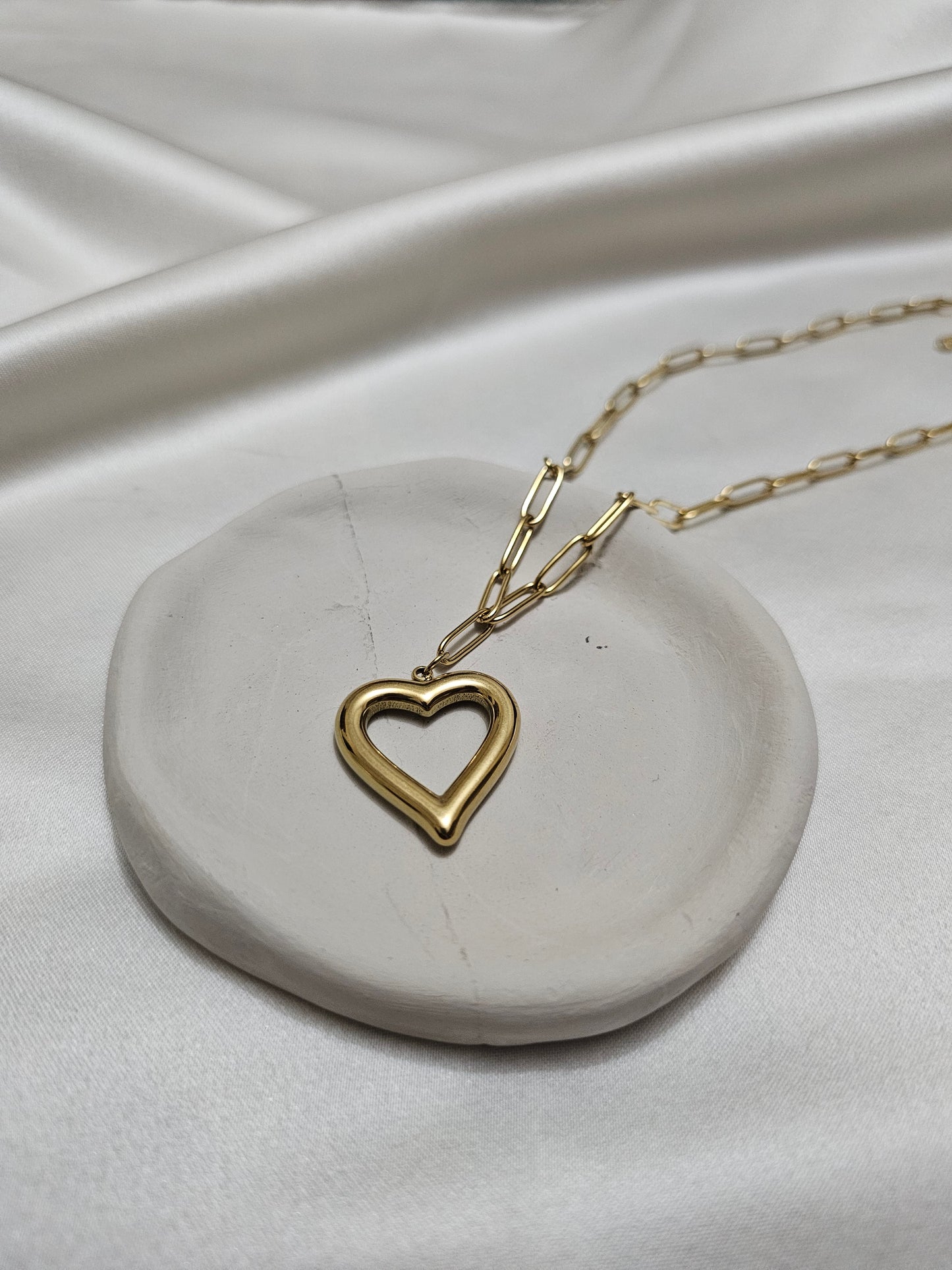 Steel Heart Gold Necklace