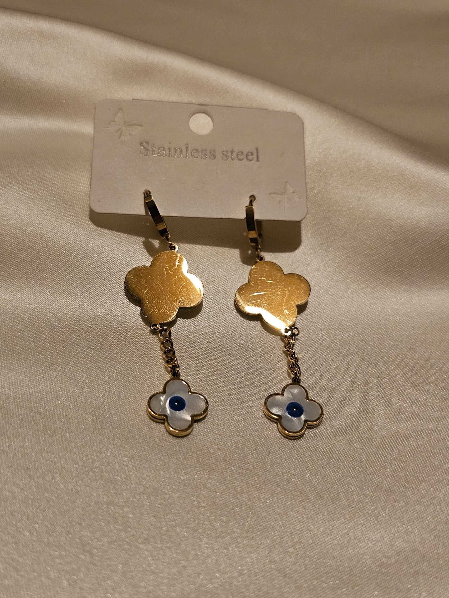 Lune Steel Clover Earrings Gold
