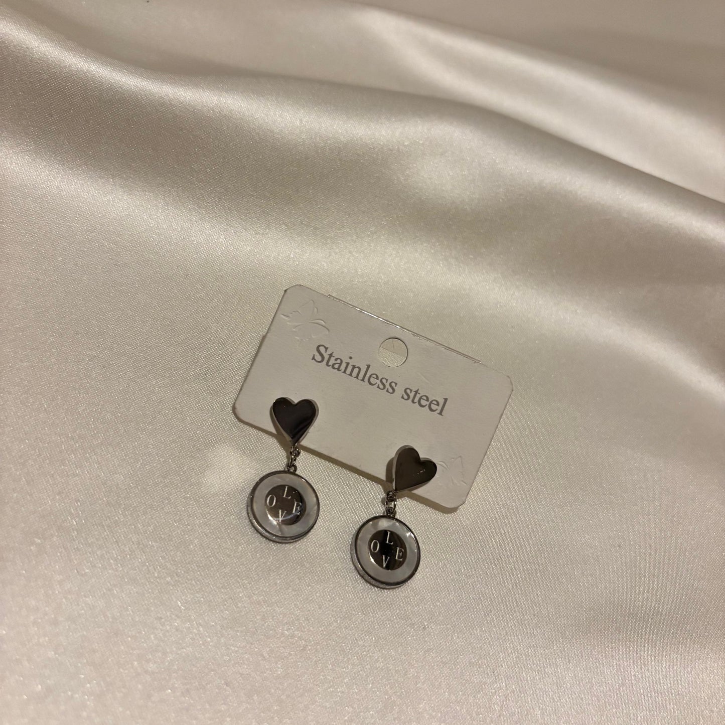 Lune Steel Love Silver Earrings