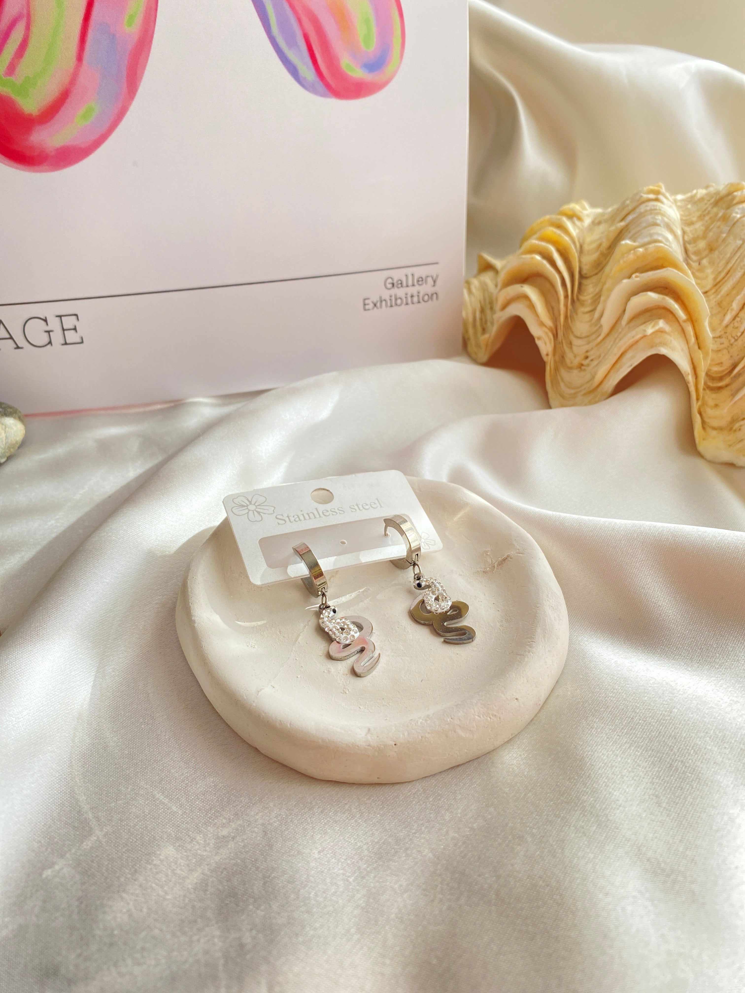 Çelik Silver Yılan Küpe