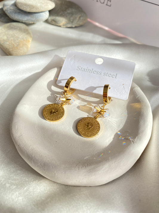 Atatürk İzli Çelik Gold Küpe