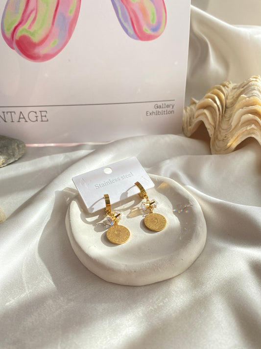 Atatürk İzli Çelik Gold Küpe