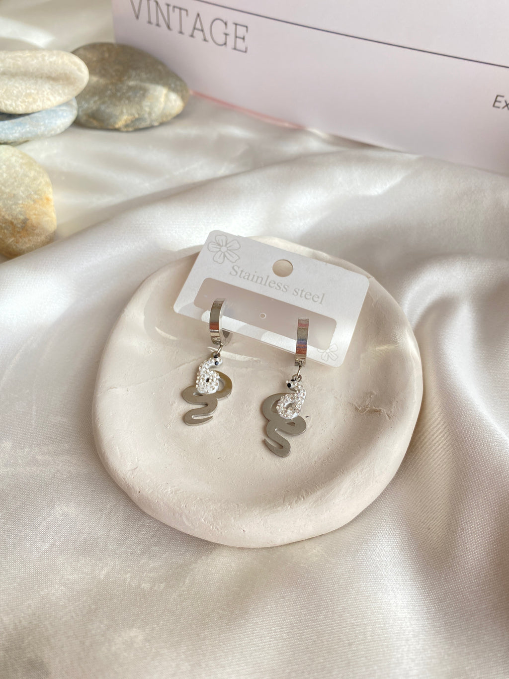 Çelik Silver Yılan Küpe