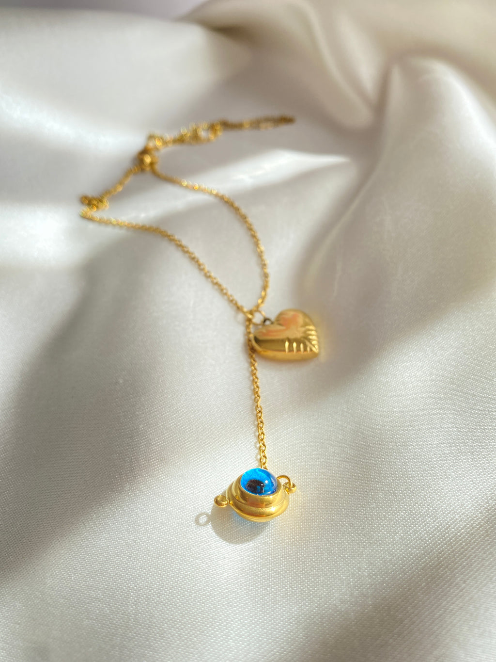 Çelik Gold Mavi Göz Kolye