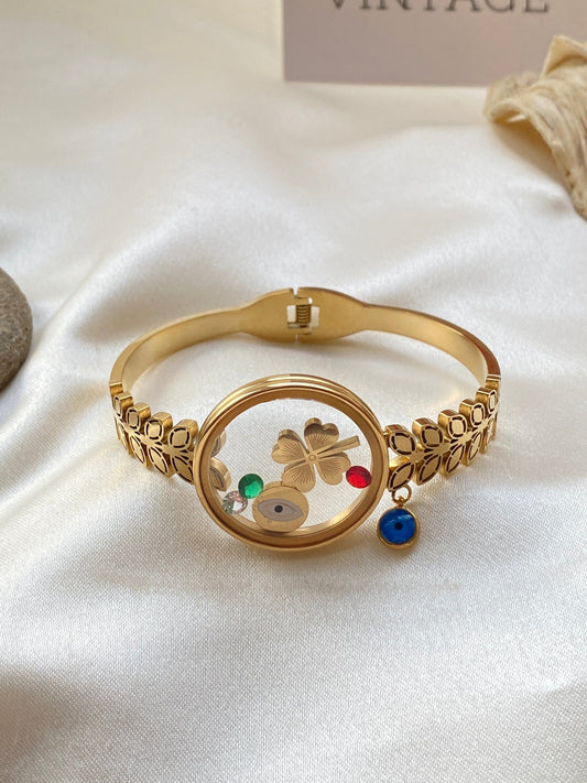 Renkli Taşlı Çelik Bilezik