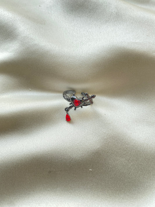 Kırmızı Kalp Çelik Yüzük