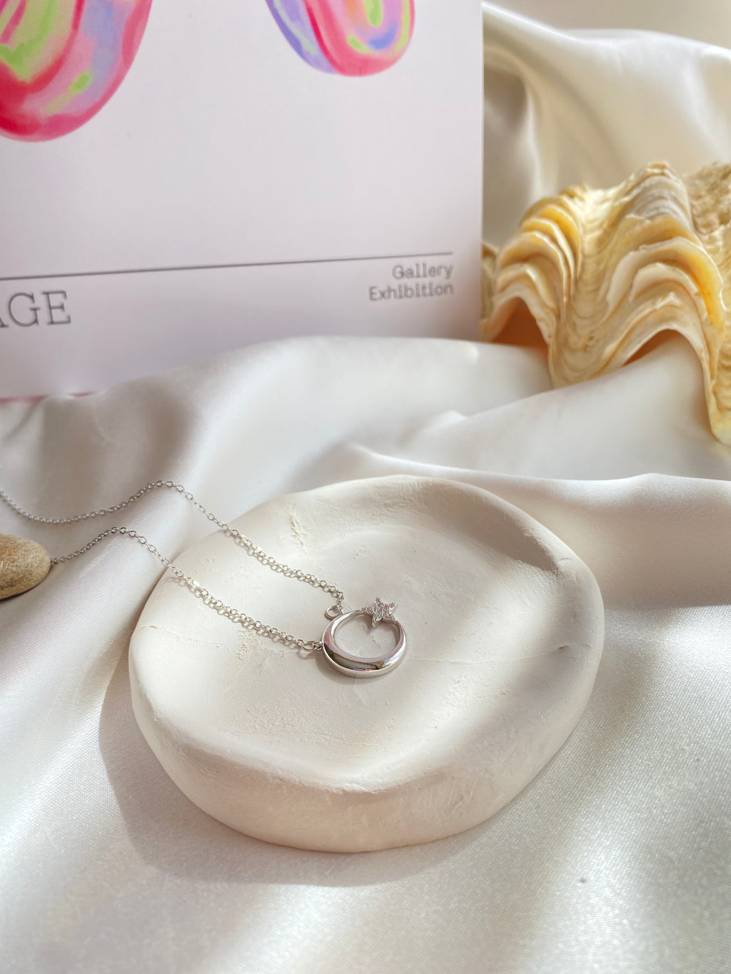 Yıldız Taşlı Bayrak Silver Çelik Kolye