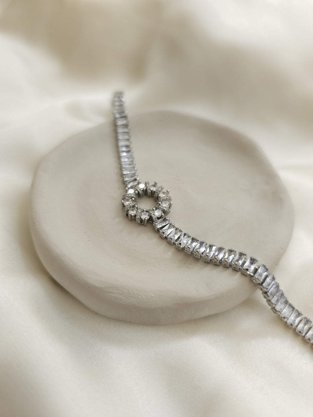 Lune Taşlı Çember Silver Bileklik Çelik