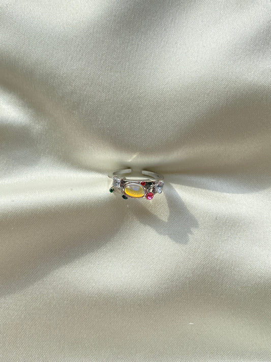 Renkli Taşlı Çelik Yüzük