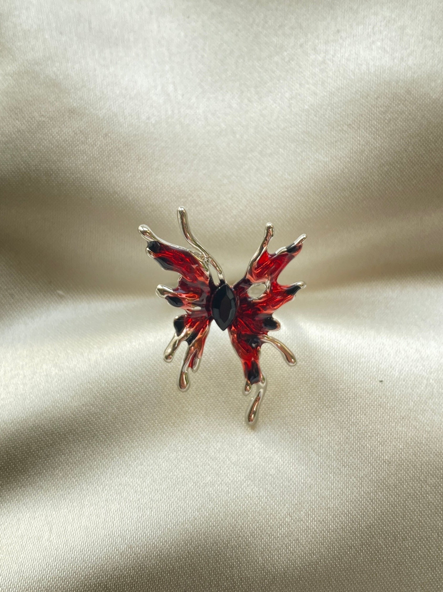 Kırmızı Kelebek Çelik Yüzük
