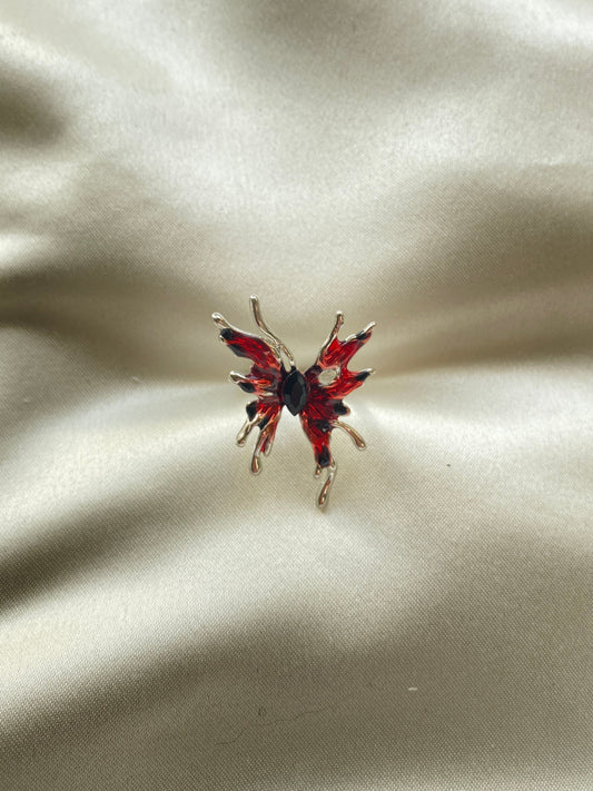 Kırmızı Kelebek Çelik Yüzük