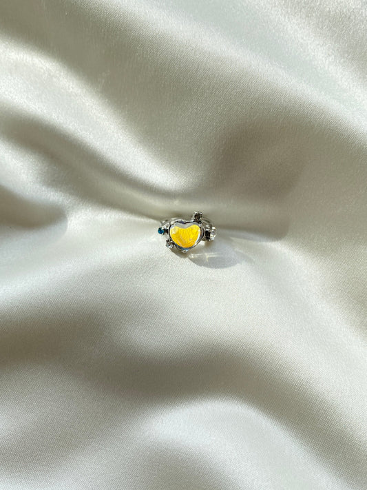 Taşlı Kalp Çelik Yüzük