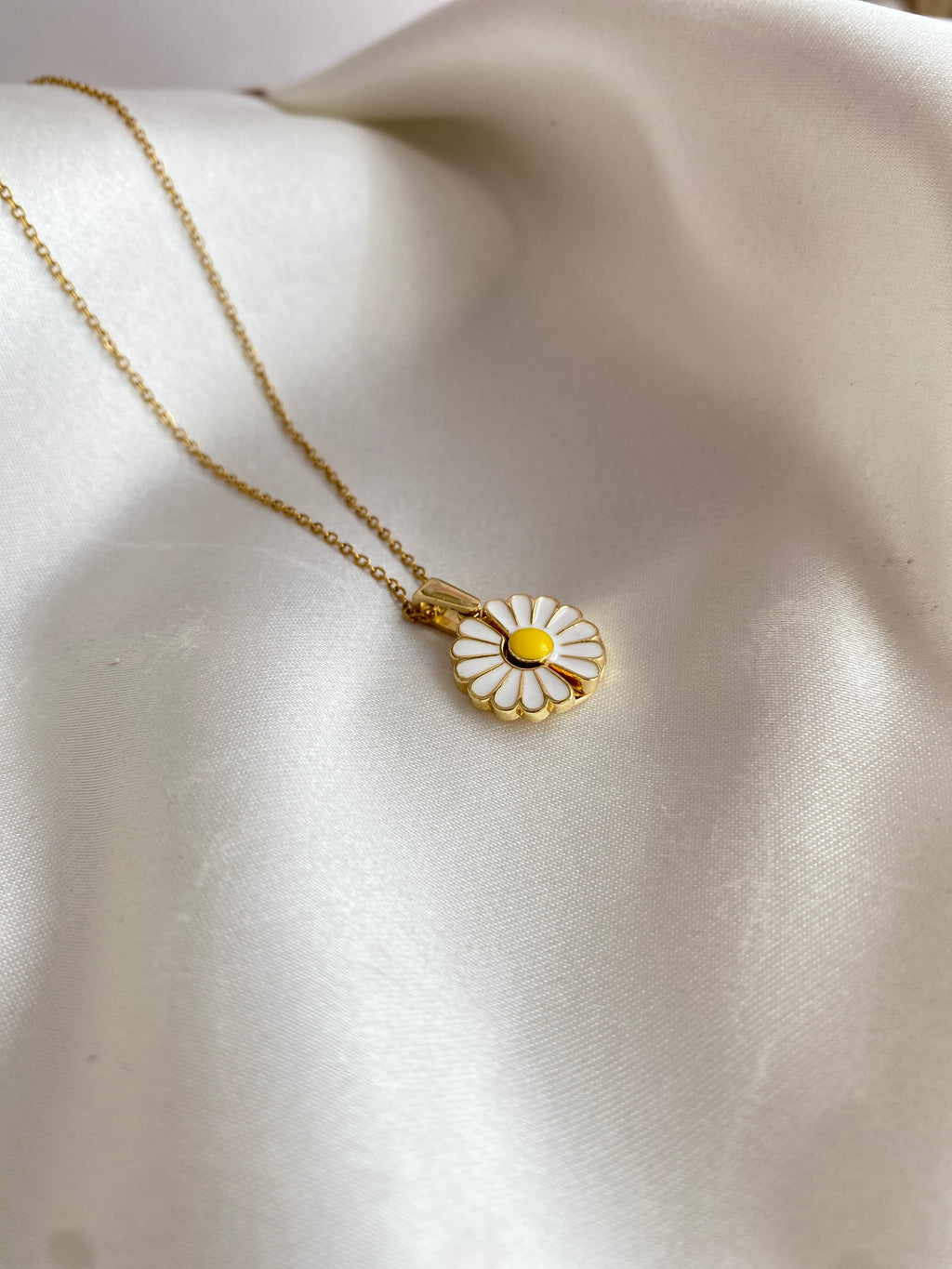 Lune Papatya Gold Çelik Kolye