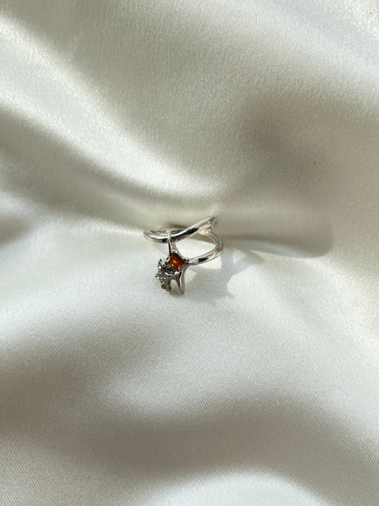 Taş Detaylı Kuzey Yıldızı Çelik Yüzük