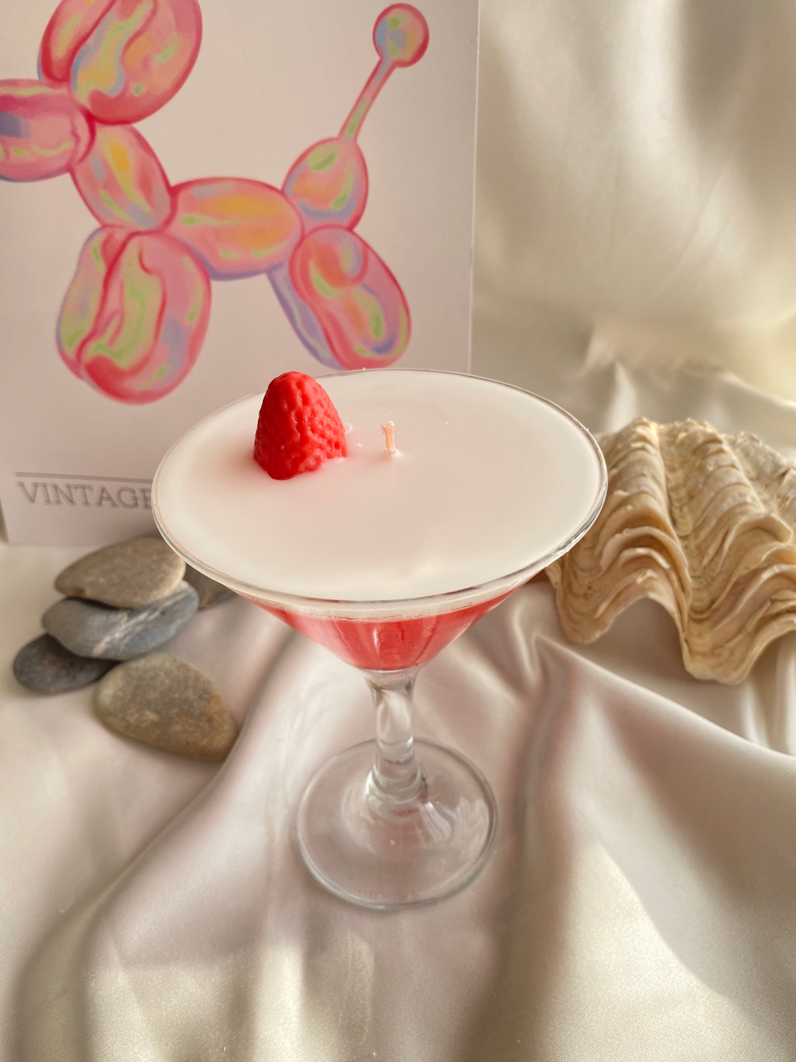 Çilekli Kokteyl Mum