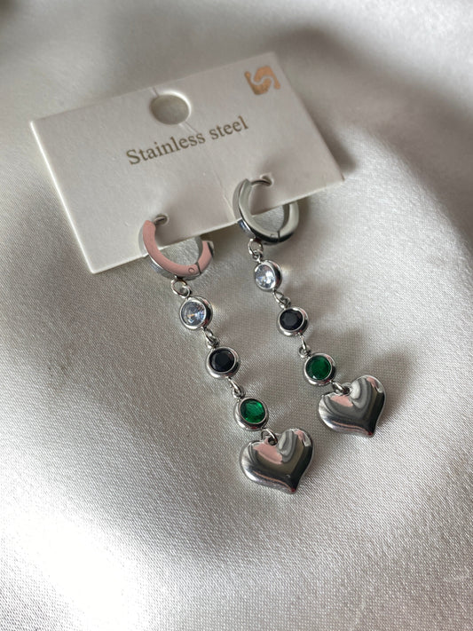 Sallantılı Renkli Taş Çelik Küpe