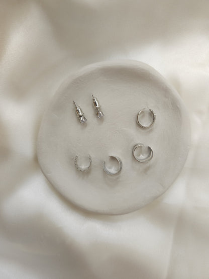 Lune Çelik – Modern Allure Silver Küpe Seti