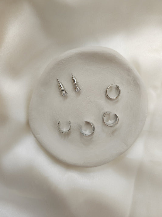 Lune Çelik – Modern Allure Silver Küpe Seti