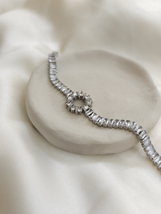 Lune Stone Circle Silver Bracelet Steel