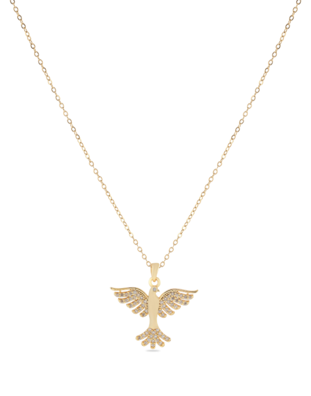 Çelik Anka Kuşu Kolye Gold 45cm