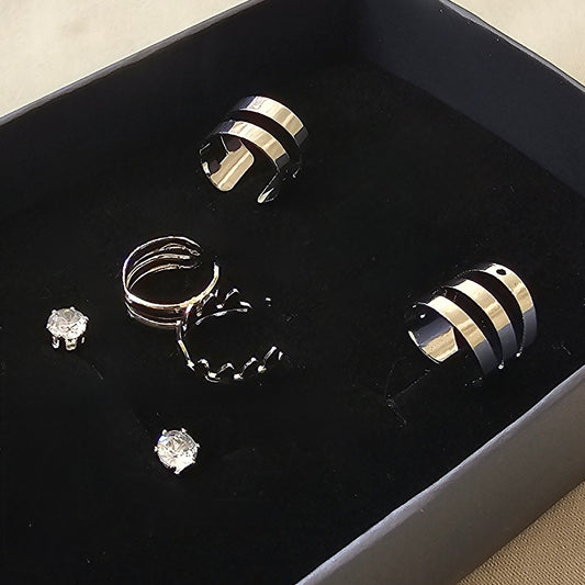 Lune Çelik – Modern Allure Silver Küpe Seti