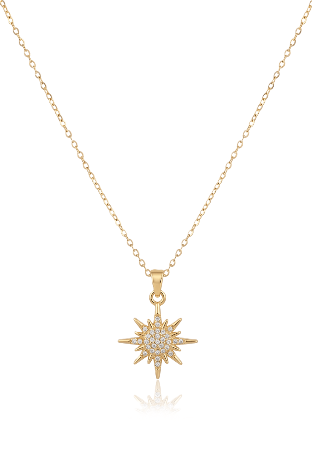 Çelik Kuzey Yıldızı Kolye GOLD 45cm