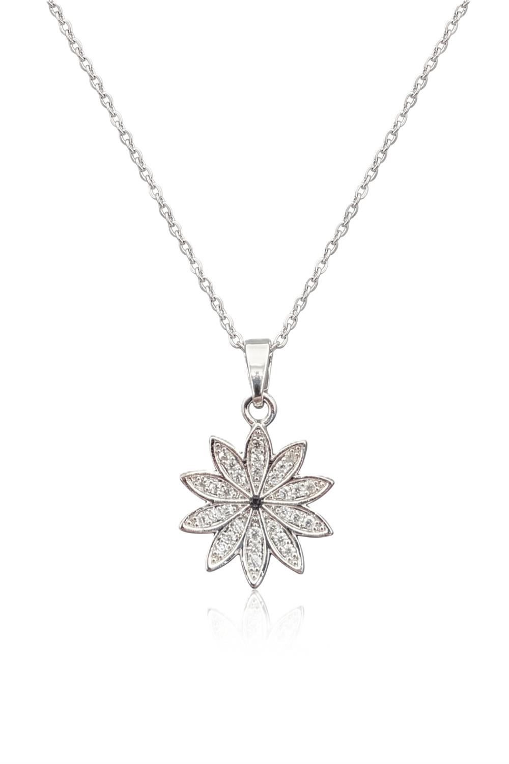 Çelik Kolye Çiçek SILVER 45cm