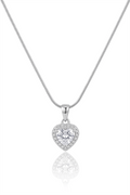 Çelik Kolye Silver Kalp Taşlı 45cm