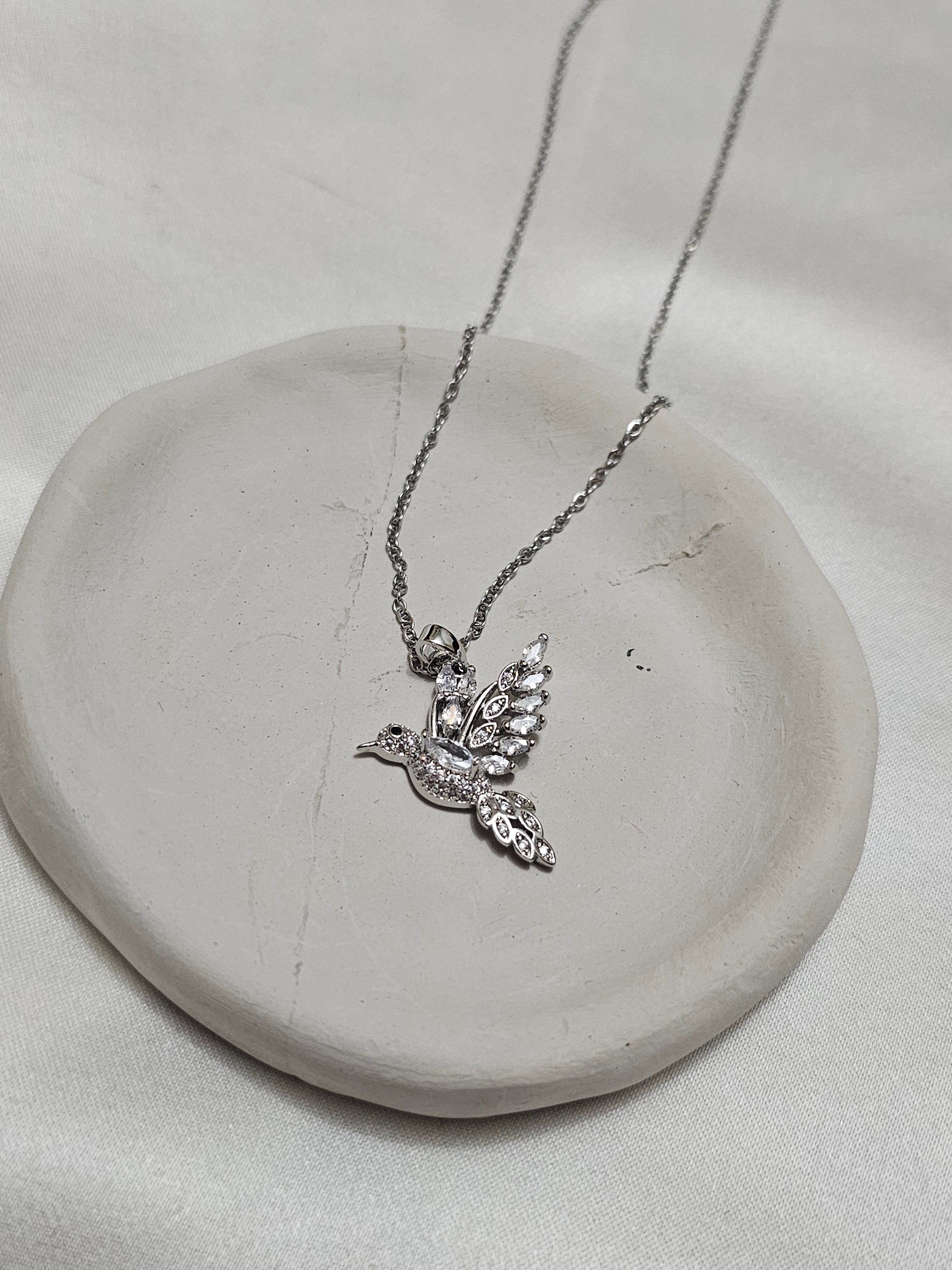 Kuş Silver Çelik Kolye