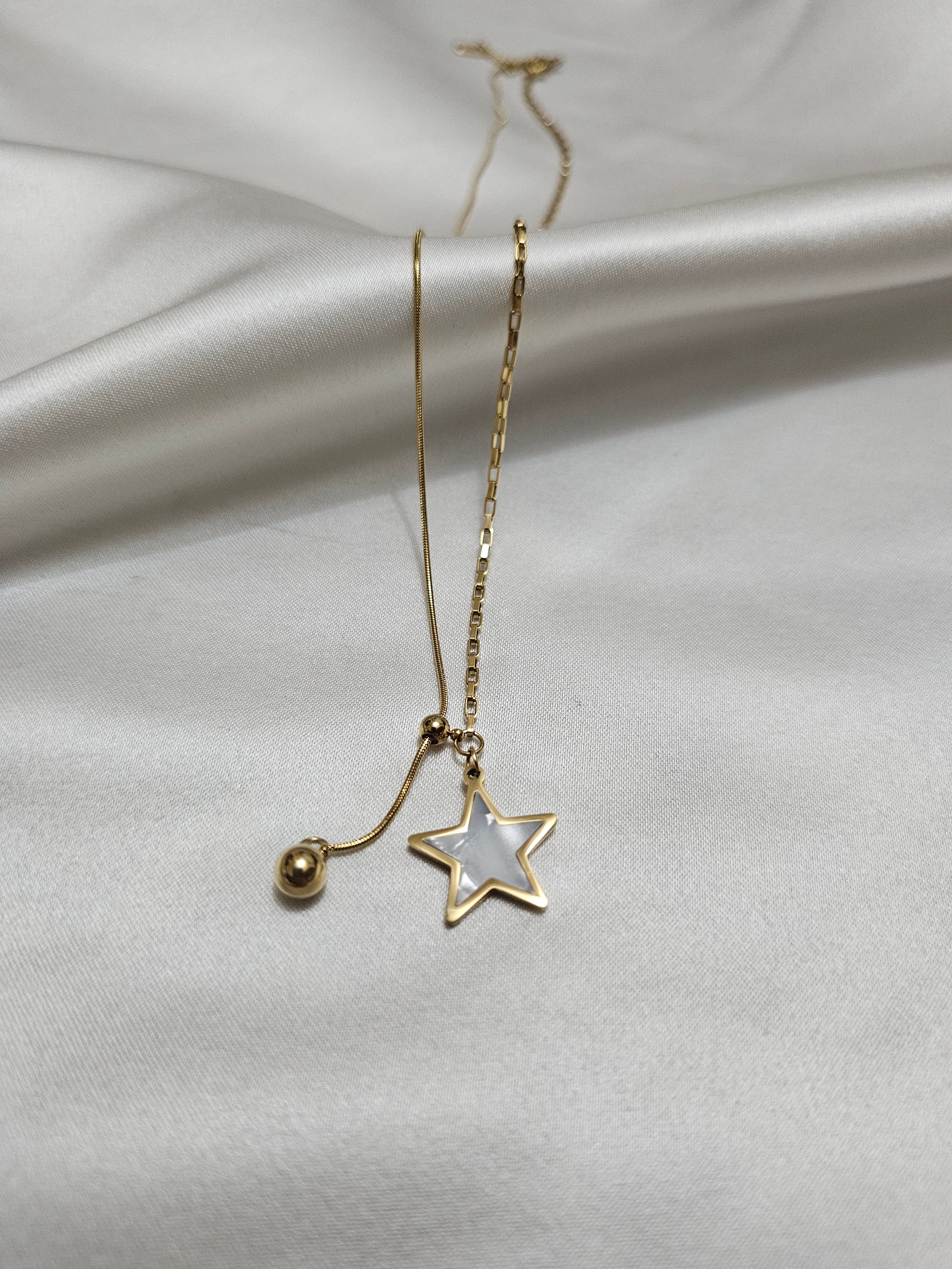 Yıldız Top Gold Çelik Kolye